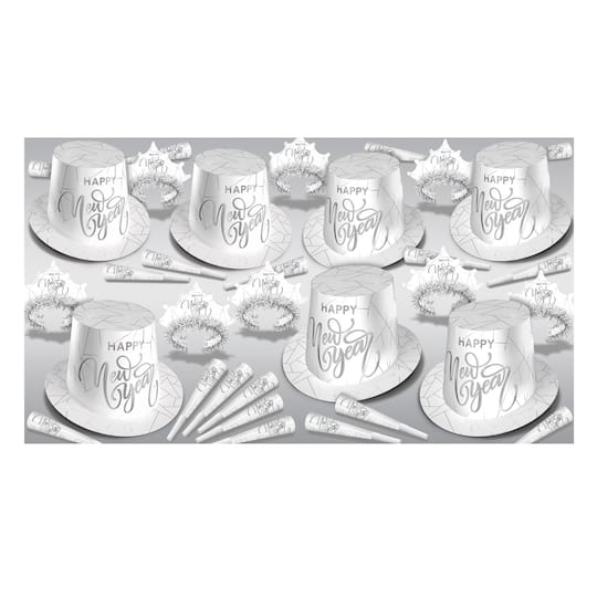 Beistle White & Silver New Year Accessory Kit